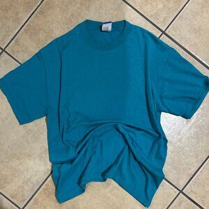 Vintage BIKE athletic Brand Turquoise Blank Boxy Tee T-Shirt Size M